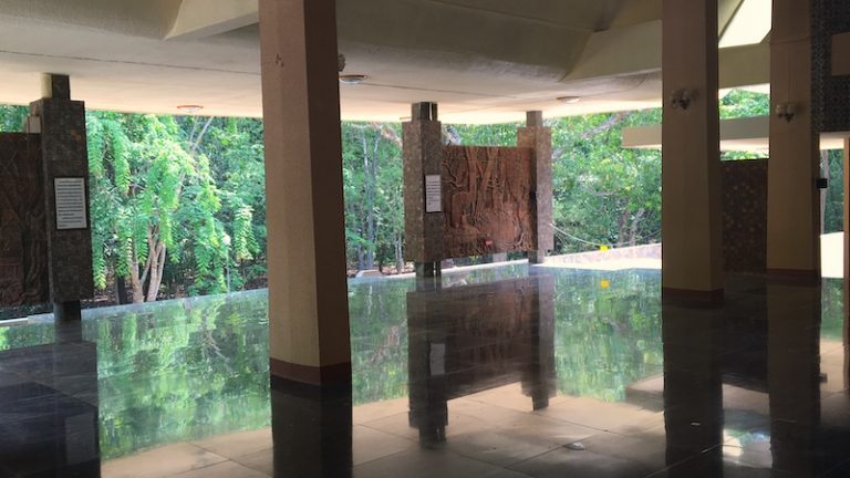 Large display area of art and Buddhist culture at Wat Nong Pah Pong, Buddhist temple in Ubon Ratchathani, Thailand.