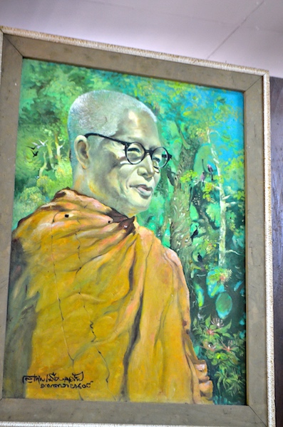 Portrait of Buddhadasa Bhikku, founder of Suan Mokkh. Art canvas.