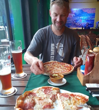 Eating pizza and beer is not recommended before meditation.