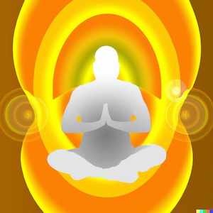 Meditator experiencing jhana or flows of energy.