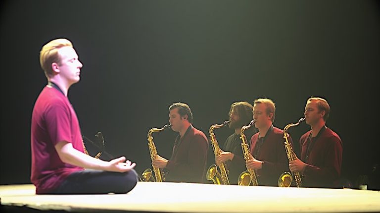 Man in Non-Dual State of Mind with favorite songs playing.