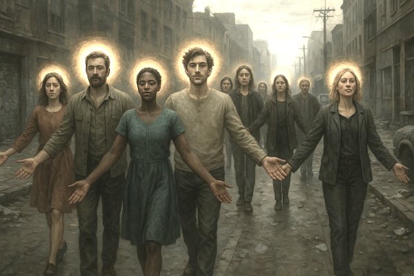 Already enlightened people haunting the streets of a dirty town.