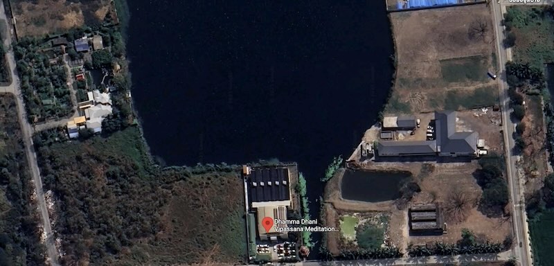 Aerial view of Dhamma Dhani Vipassana Center in Bangkok.